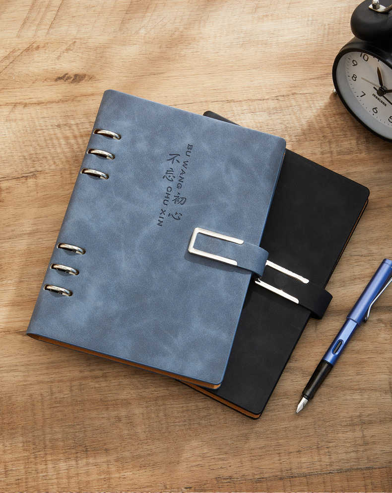 9홀 및 6홀 루스리프 북 쉘 양가죽 B5 메모장 맞춤형 넓은 그리드 넓은 줄 간격 자석 버클 13MM