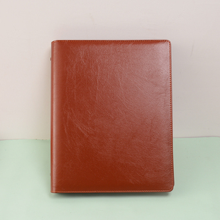 A4宽行距11mm笔记本30孔棕色皮面 13mm -活页本100克纸 加宽