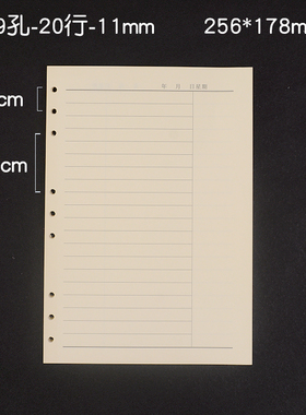 修正栏九孔B5-9孔替芯九孔活页笔记本内页纸批注空白备注A5六孔