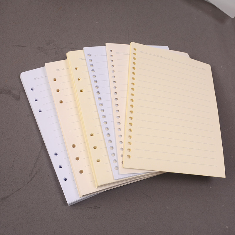 베이지 6|20 구멍 리필 A5 루스리프 내부 페이지 두꺼운 종이 11MM 줄 간격 16줄 6구멍 넓어진 줄 간격 가로줄