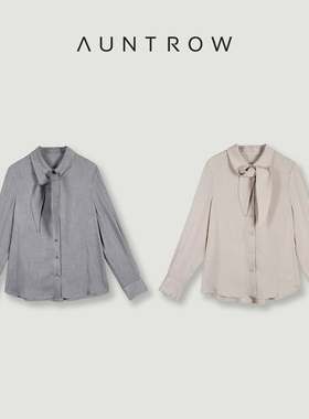 “如约而至” 莱赛尔天丝＋绵羊毛 气质通勤百搭简约飘带长袖衬衫