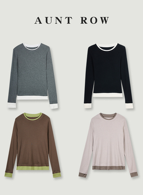AuntRow24FW 【奢•系列灰调美学 188支澳洲美利奴羊毛&假两件T1