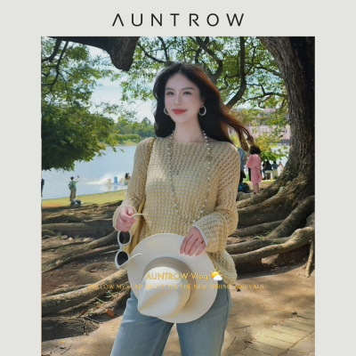 “幻想假日” 山羊绒＋天丝羊毛 轻柔肤感镂空撞色圆领针织衫