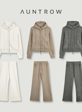 “休息日” 定制羊毛混纺 lu系发热卫衣微喇裤休闲套装