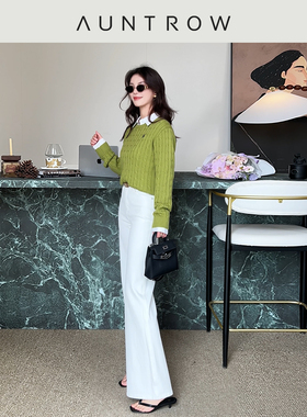 “查令街” 100美丽诺羊毛 ins知性立体绞花工艺圆领针织毛衣