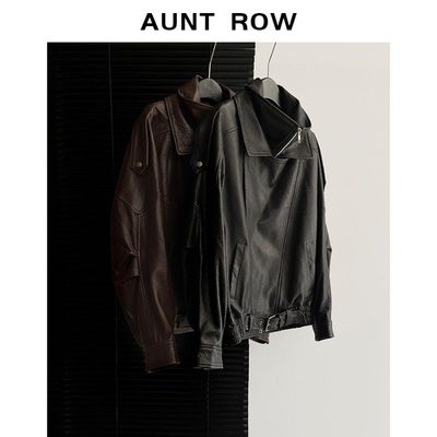 AuntRow24FW 布鲁塞尔 Y`L同源英国进口羊羔皮&重工廓形皮衣