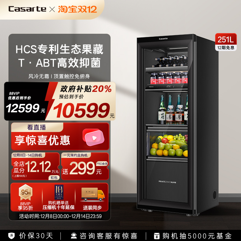 Casarte/卡萨帝平嵌冰吧251黑