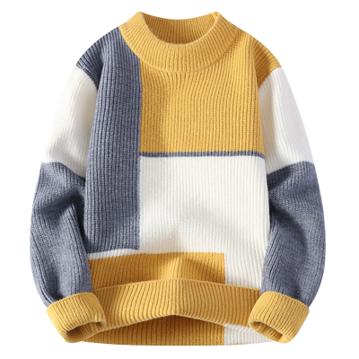 拼色圆领毛衣男冬季潮牌宽松