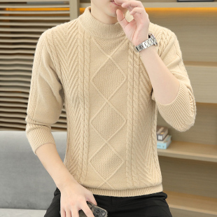 TFBOY线衣打底衫 加厚毛衣男秋冬季 扭花青少年学生百搭纯色针织衫