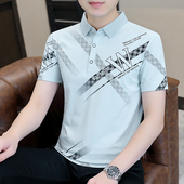 短袖 高级感男士 翻领T恤POLO衫 印花半袖 体恤 夏季 冰丝有领男装 新款