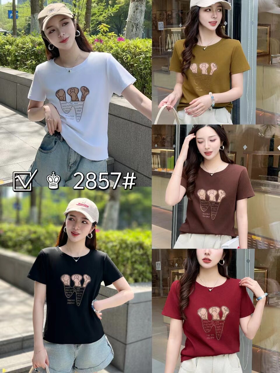 2025夏季新款时尚韩版圆领T恤百搭宽松女士短袖上衣小衫