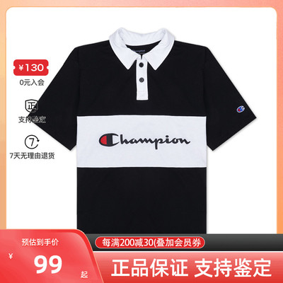 CHAMPION/冠军男士新款logo拼色短袖POLO衫 T63318-586ELA