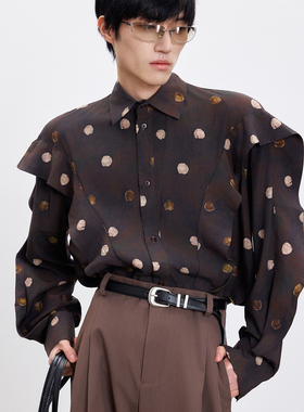 蜕幕｜春夏手绘波点 Flounce 垂褶廓形 Draped 小浪活页宫廷衬衫