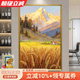 金山丰收麦穗风景纯手绘油画简约玄关装 饰画轻奢客厅走廊过道挂画