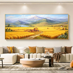 手绘油画风景金山丰收客厅装饰画沙发背景墙挂画现代简约卧室壁画