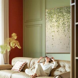 手绘油画《生机盎然》森系客厅背景墙装饰画餐厅现代肌理挂画玄关