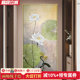 莲开并蒂纯手绘油画玄关装 定制成品 饰画荷花挂画走廊过道入户竖版