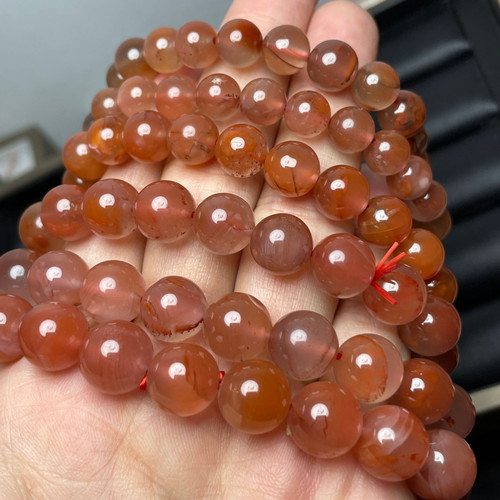 天然南红玛瑙散珠手链圆珠冰种冰飘花荔枝冻樱桃红手链diy手串