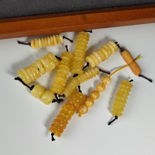 天然原矿蜜蜡隔片老型直切药片佛珠文玩配饰diy手工材料串珠配珠