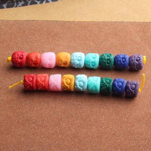 藏式雕刻阿呆料器配珠腰珠顶珠DIY半成品散珠配件文玩佛珠饰品