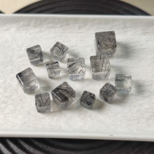 天然黑发晶方糖方块散珠多宝手链配饰星月菩提饰品diy水晶半成品