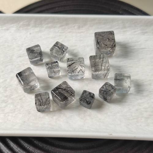 天然黑发晶方糖方块散珠多宝手链配饰星月菩提饰品diy水晶半成品