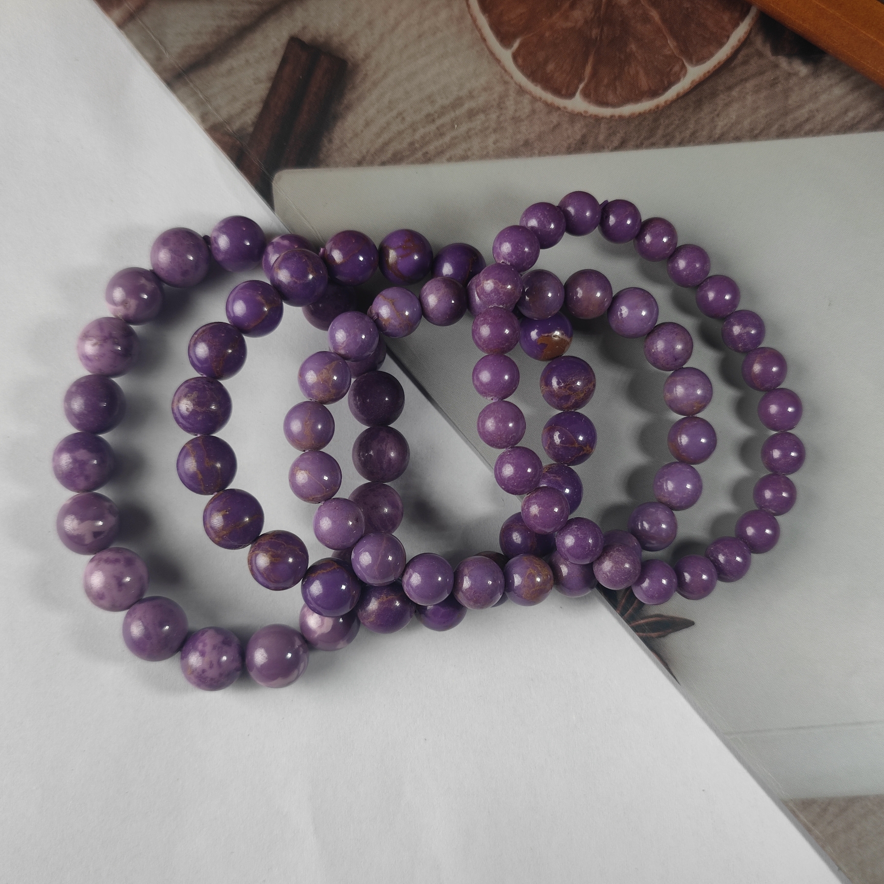 天然水晶紫云母手链香芋紫色单圈多圈圆珠手串女款送女友