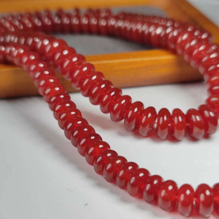 红色隔片扁珠红玛瑙隔片扁珠