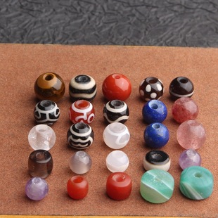 天珠玛瑙大孔道玛瑙玉髓DIY隔片垫片散珠文玩单珠大孔青金石草莓