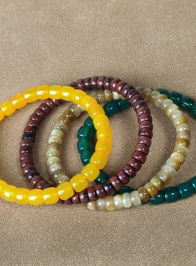 天然绿玛瑙黑玛瑙黄玛瑙手串直切单圈散珠手链女款