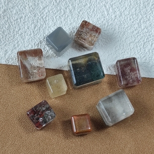 一物一图天然绿幽灵方糖散珠手工diy手链手串项链吊坠水晶配饰