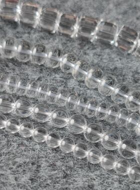 白水晶散珠圆珠隔片方糖半成品白色透明优化养晶珠子DIY佛珠手链