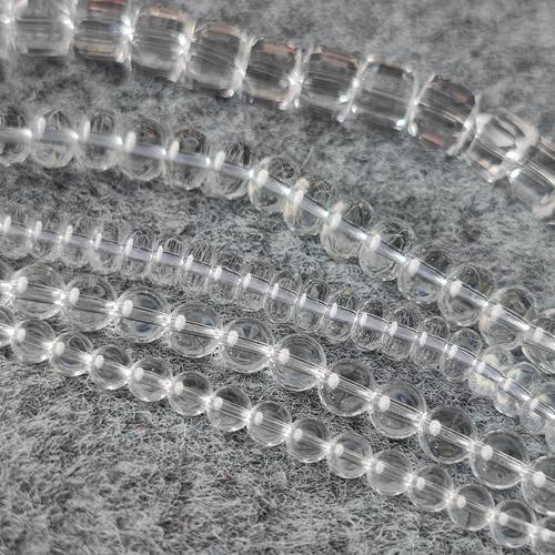 白水晶散珠圆珠隔片方糖半成品白色透明优化养晶珠子DIY佛珠手链