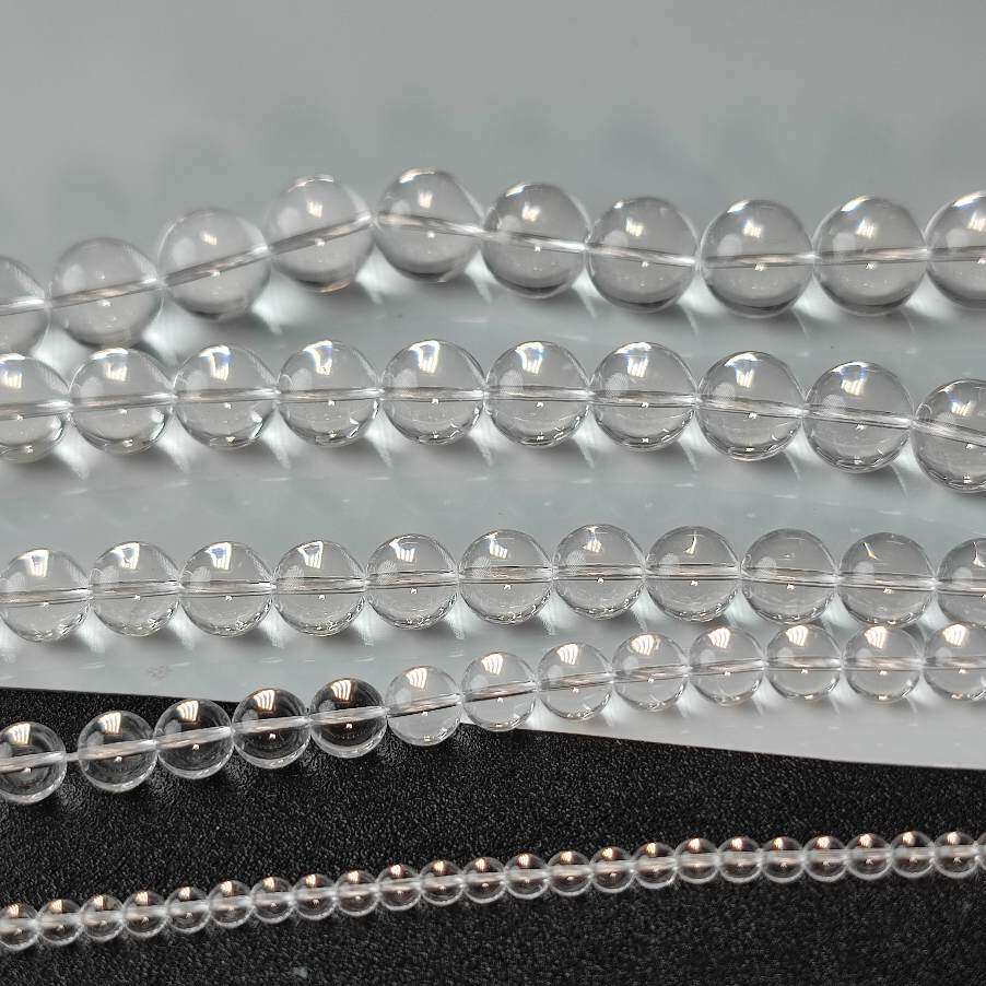 白水晶散珠圆珠隔片优化半成品白色透明养晶珠子DIY佛珠手链