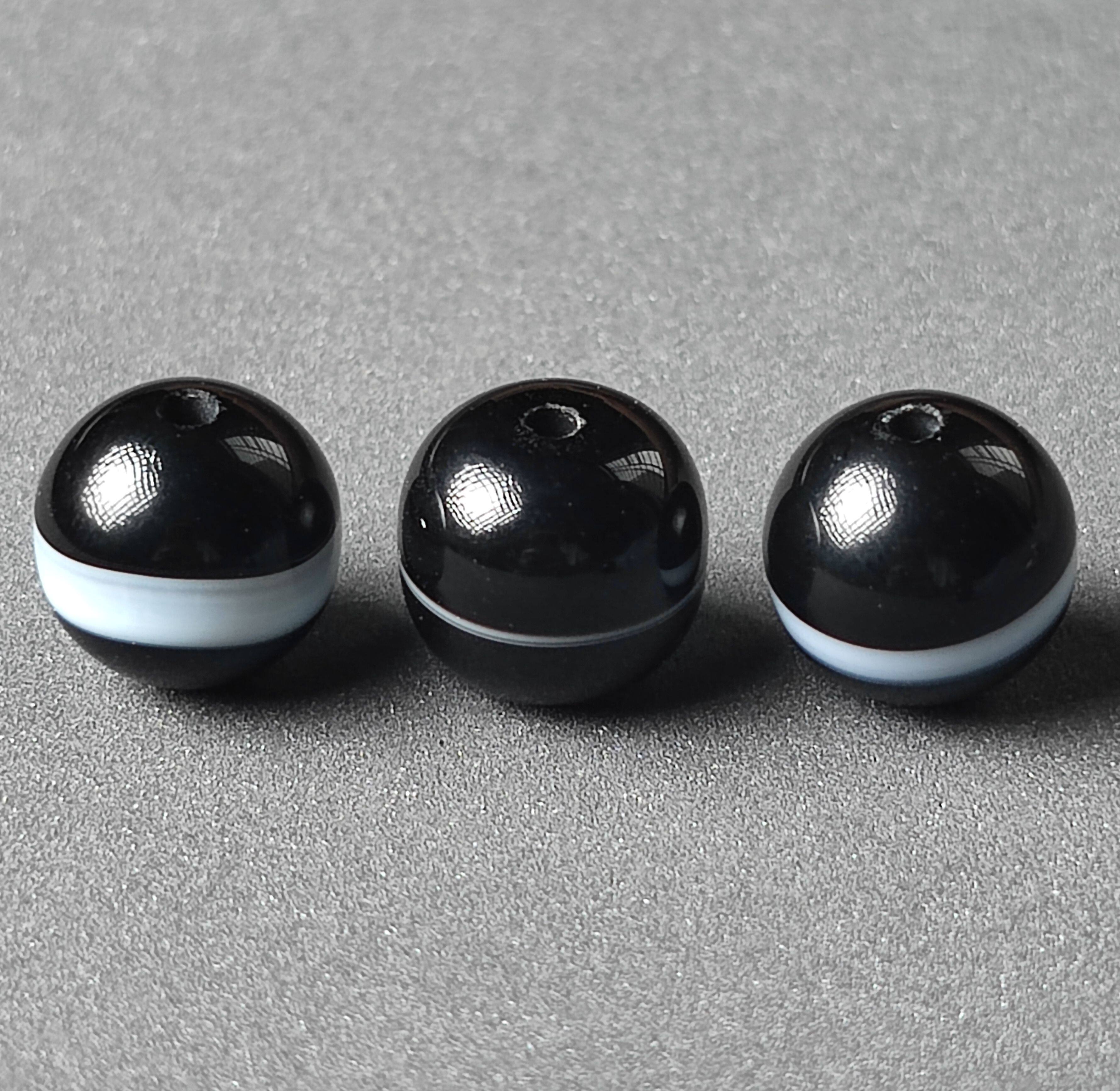 天然黑色一线药师老型圆珠桶珠玛瑙配饰散珠子单珠手串多宝配珠