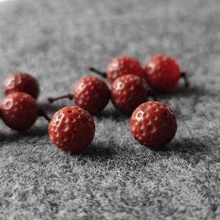 天然牛血红南红玛瑙雕刻陨石坑散珠配珠多宝手串手链配饰DIY配件