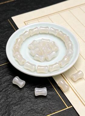 天然白玛瑙荔枝冻竹节散珠半成品diy手工编织材料项链手串珠配件