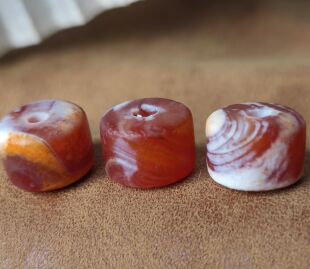 天然老玛瑙钙化回流老玛瑙鸡骨白散珠隔珠垫片隔片diy.文玩大孔道