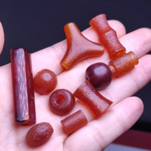 天然老玛瑙桶珠管珠鼓珠三通红玛瑙隔珠手链配珠diy配件