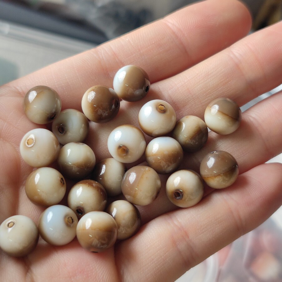 西藏虎牙自然风化一线药师天珠玛瑙散珠圆珠diy手工配饰手串项链