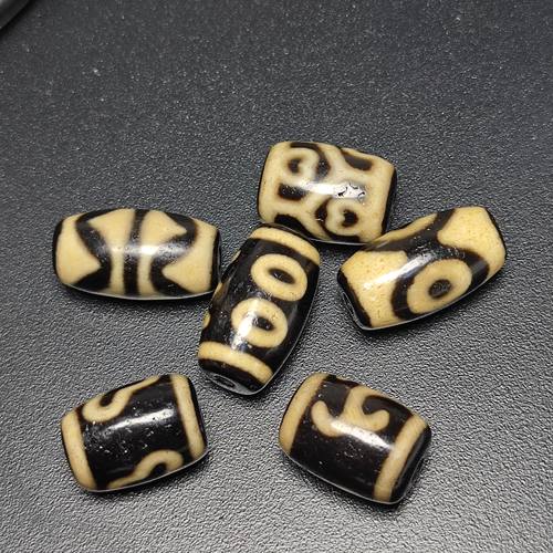 天然真品牙黄风化纹玛瑙桶珠老型三眼虎牙天珠配饰配件DIY