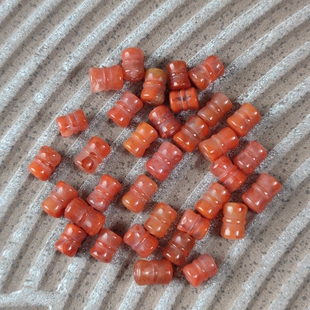 天然南红玛瑙桶珠雕刻蝴蝶结通孔隔珠配饰散珠手串顶珠diy配件