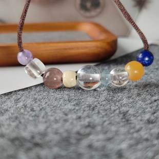 天然白水晶草莓晶海蓝宝水晶大孔道隔珠DIY串珠文玩线束玛瑙配饰