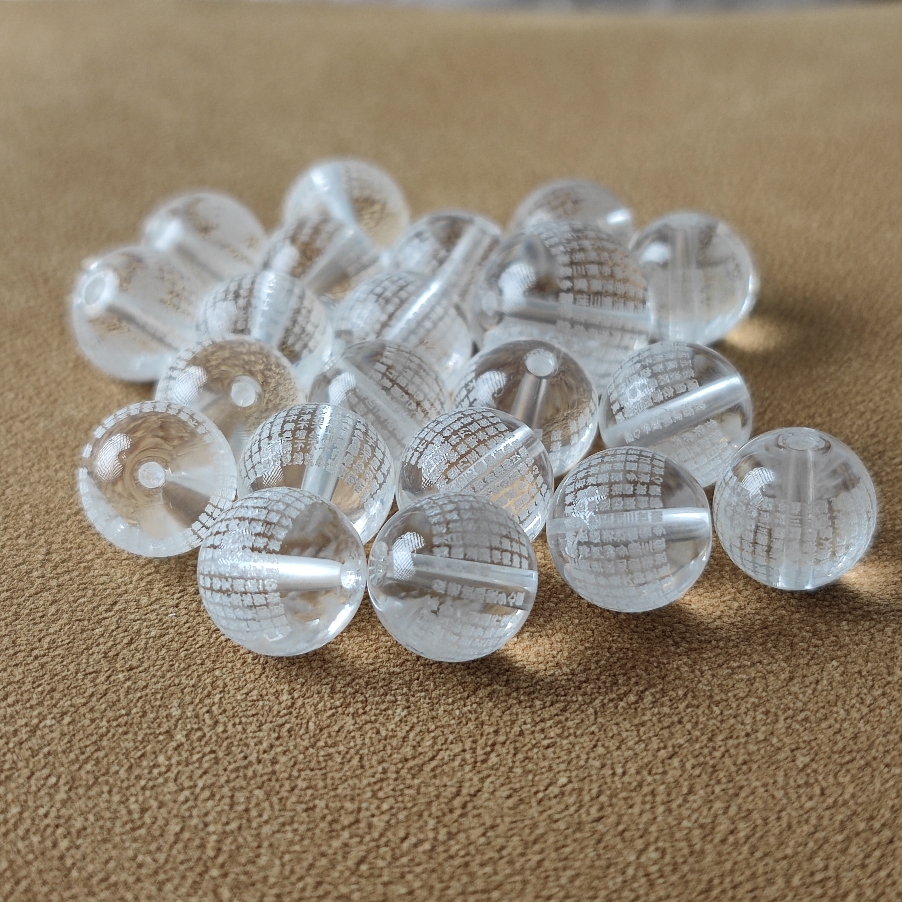 天然白水晶般若菠萝蜜心径圆珠心经珠子散珠圆珠diy配件文玩配饰