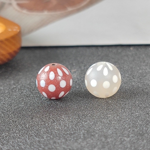 14mm西亚古珠红玉髓玛瑙镶嵌满天星圆珠单珠手串diy散珠百搭配饰