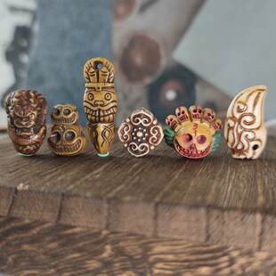 藏传回流老骨做旧驼骨三通阿呆背云卡子文玩佛珠星月菩提diy配件