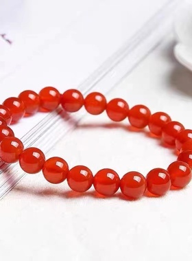 天然红玛瑙手链男女本命年手串情侣