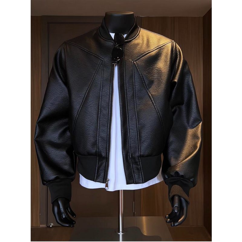 美式复古短款皮衣外套男款