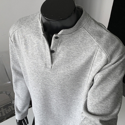 灰色正肩立领卫衣男款秋季