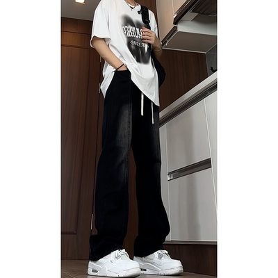 黑色垂感牛仔裤男生2026春季